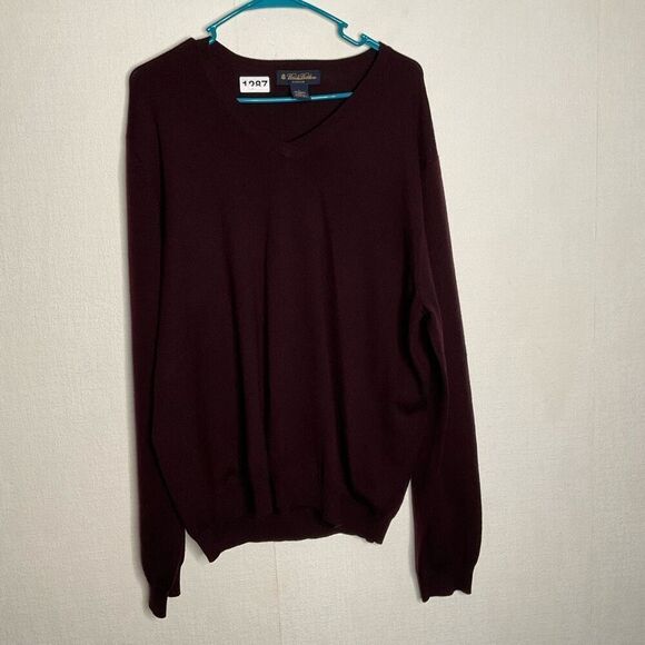 Brooks Brothers Large Men’s Pullover‎ V-Neck Pecan/Chestnut Brown Wool Sweater L - Picture 1 of 7
